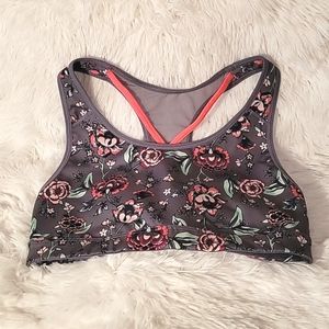 Old Navy - Gray Floral Medium  Support Sports Bra - L